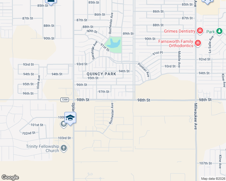 map of restaurants, bars, coffee shops, grocery stores, and more near 9605 Rochester Avenue in Lubbock