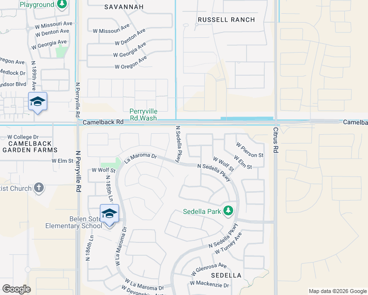 map of restaurants, bars, coffee shops, grocery stores, and more near 4828 North 182nd Lane in Goodyear