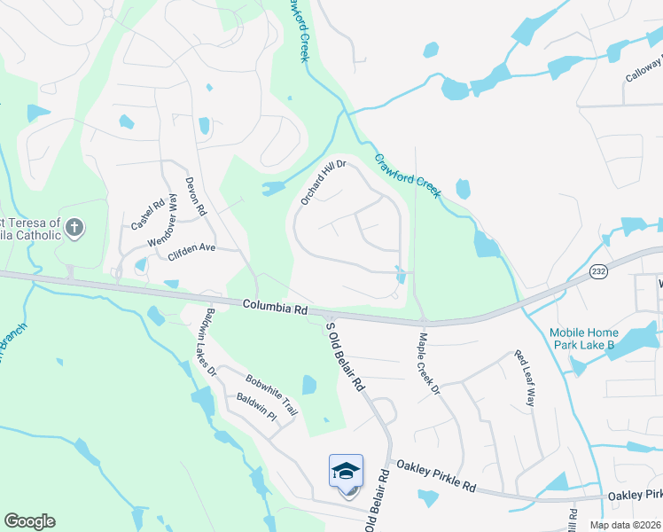 map of restaurants, bars, coffee shops, grocery stores, and more near 4795 Orchard Hill Drive in Grovetown