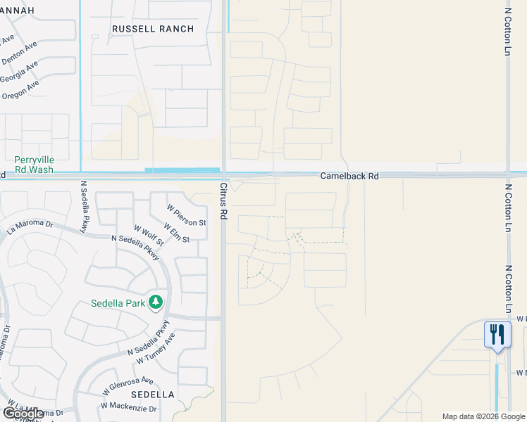 map of restaurants, bars, coffee shops, grocery stores, and more near 17810 West Pierson Street in Goodyear