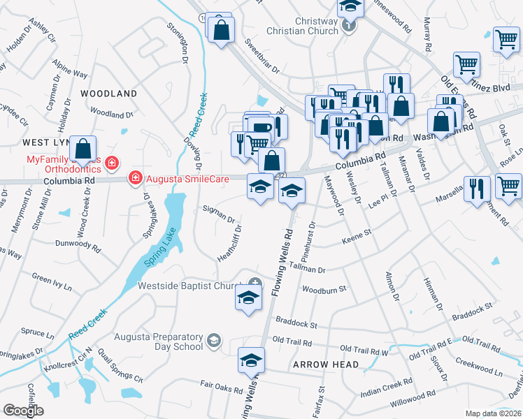 map of restaurants, bars, coffee shops, grocery stores, and more near 213 Flowing Wells Road in Martinez
