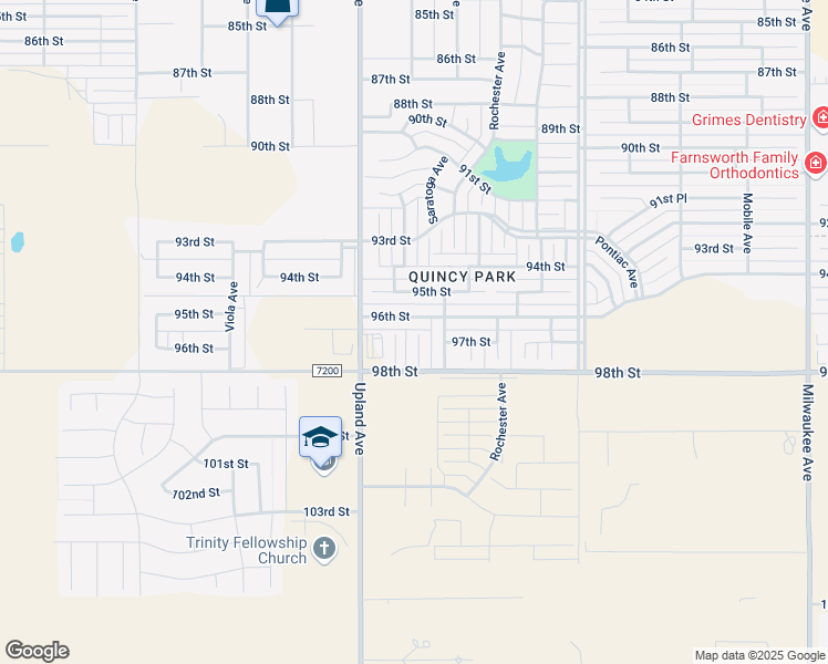 map of restaurants, bars, coffee shops, grocery stores, and more near 7056 96th Street in Lubbock