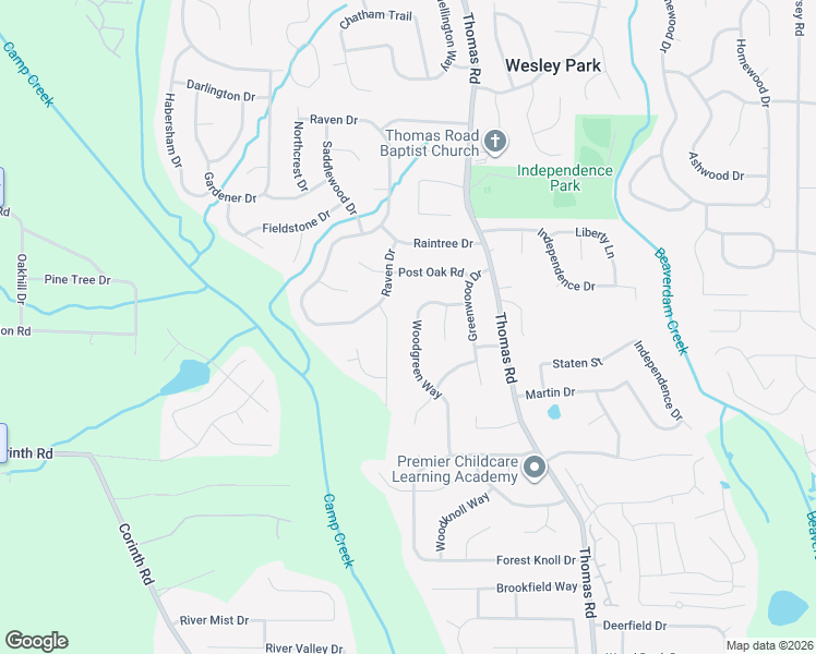 map of restaurants, bars, coffee shops, grocery stores, and more near 9127 Woodgreen Way in Jonesboro
