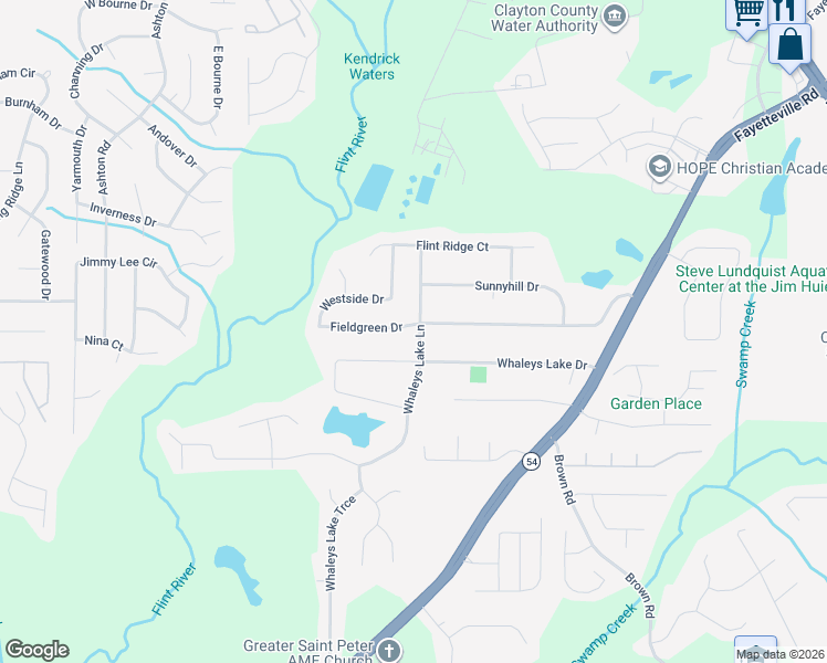 map of restaurants, bars, coffee shops, grocery stores, and more near 427 Fieldgreen Drive in Jonesboro