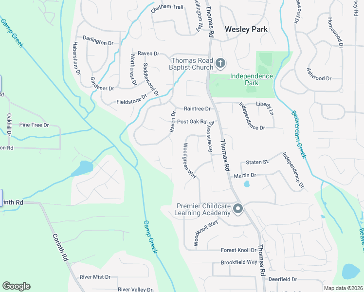 map of restaurants, bars, coffee shops, grocery stores, and more near 9127 Woodgreen Way in Jonesboro