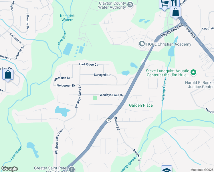 map of restaurants, bars, coffee shops, grocery stores, and more near 563 Fieldgreen Drive in Jonesboro