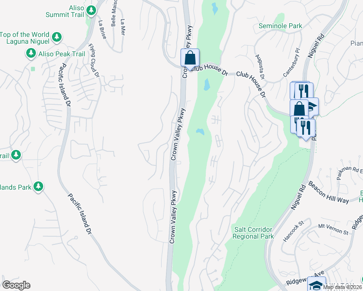 map of restaurants, bars, coffee shops, grocery stores, and more near 31372 West Nine Drive in Laguna Niguel