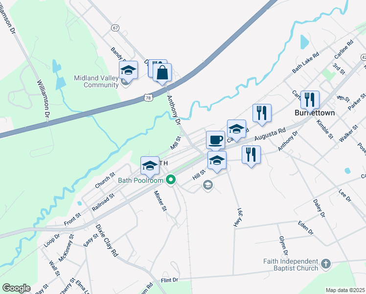 map of restaurants, bars, coffee shops, grocery stores, and more near 38 Mill Street in Warrenville