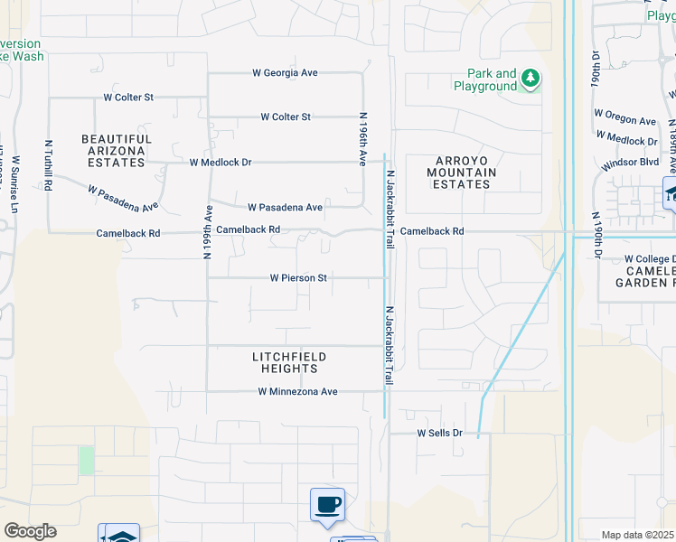 map of restaurants, bars, coffee shops, grocery stores, and more near 19610 West Pierson Street in Litchfield Park