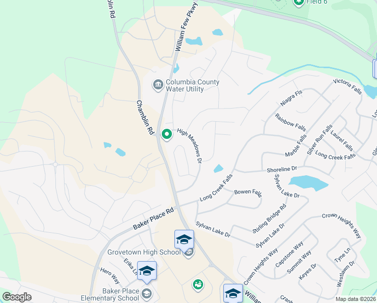 map of restaurants, bars, coffee shops, grocery stores, and more near 222 High Meadows Circle in Grovetown