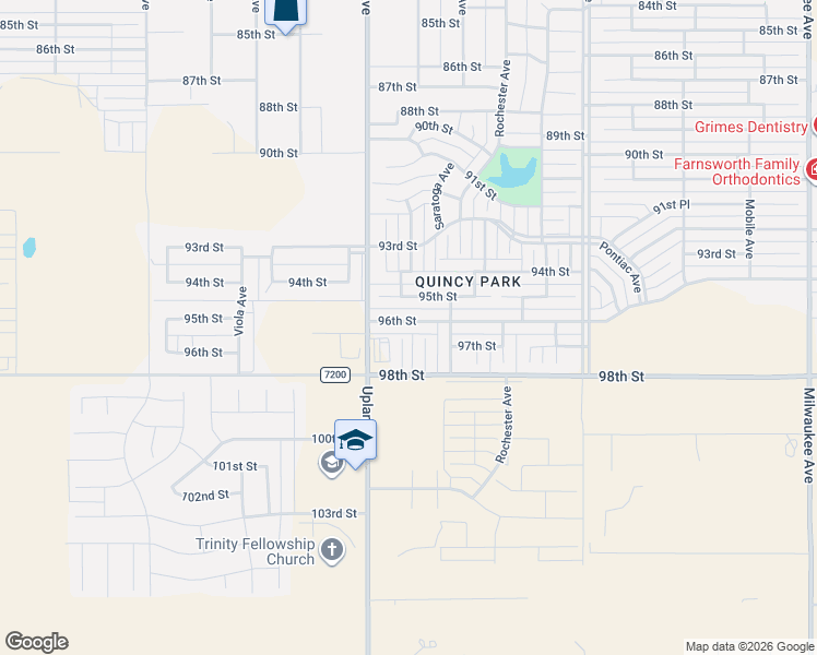 map of restaurants, bars, coffee shops, grocery stores, and more near 7056 96th Street in Lubbock