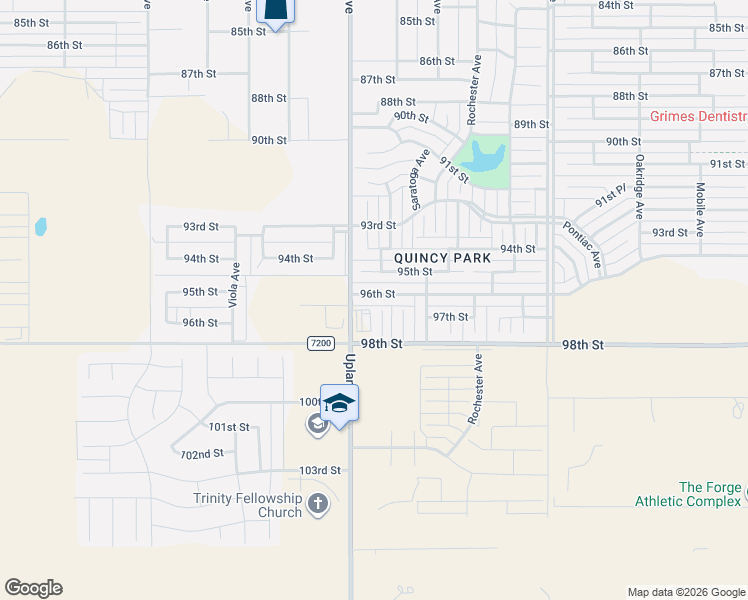 map of restaurants, bars, coffee shops, grocery stores, and more near 7056 96th Street in Lubbock
