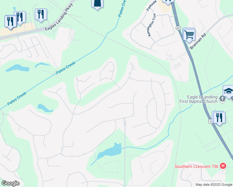 map of restaurants, bars, coffee shops, grocery stores, and more near 328 Broadmoor Way in McDonough