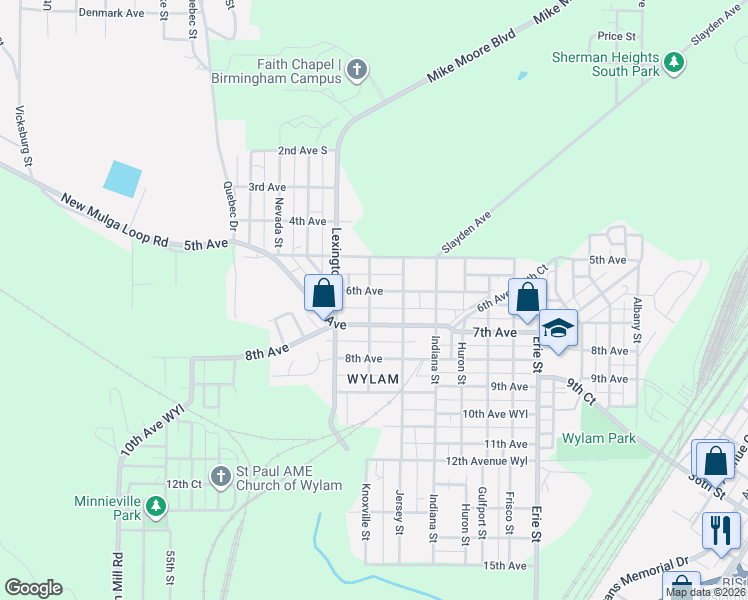 map of restaurants, bars, coffee shops, grocery stores, and more near 4701 6th Avenue in Birmingham