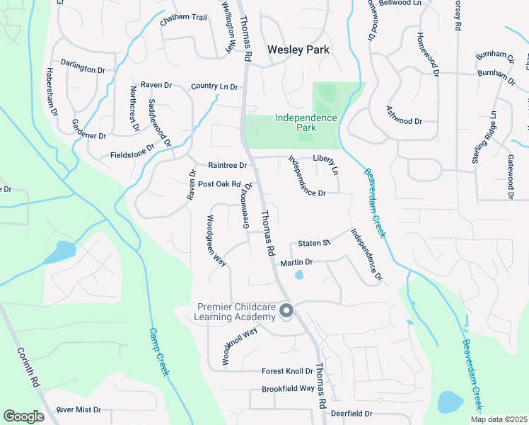 map of restaurants, bars, coffee shops, grocery stores, and more near Thomas Road in Clayton County