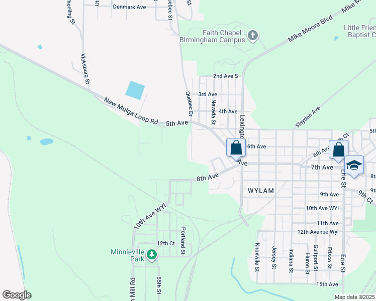 map of restaurants, bars, coffee shops, grocery stores, and more near 604 Oregon Street in Birmingham