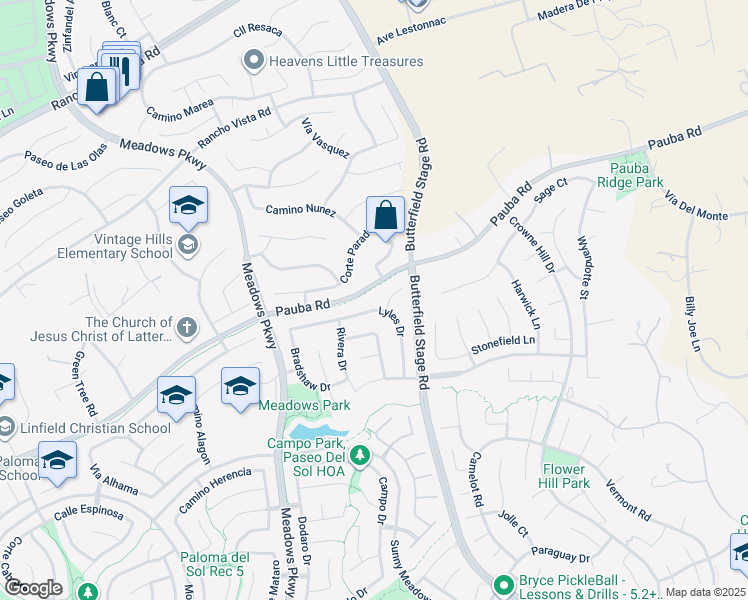 map of restaurants, bars, coffee shops, grocery stores, and more near 42430 Lyles Drive in Temecula