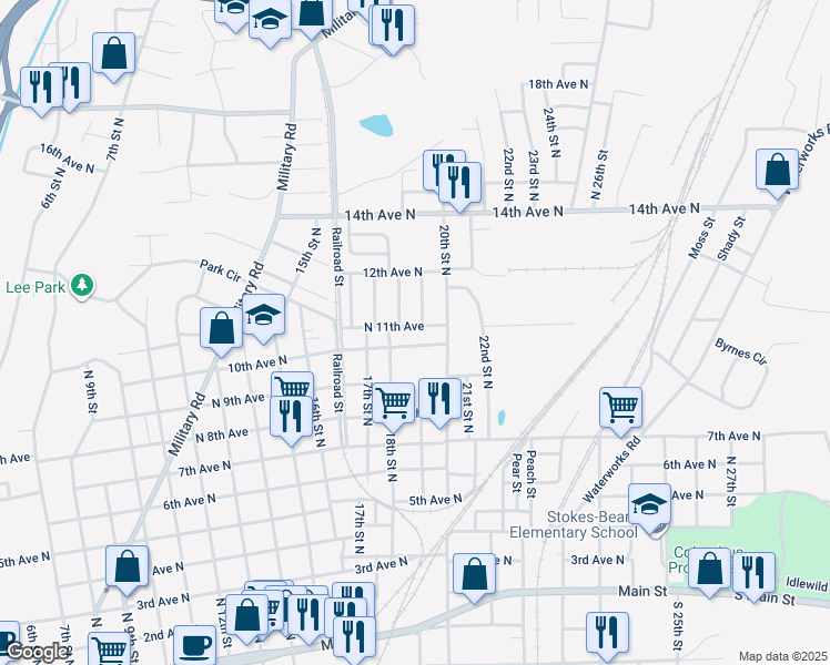 map of restaurants, bars, coffee shops, grocery stores, and more near 1816 North 11th Avenue in Columbus