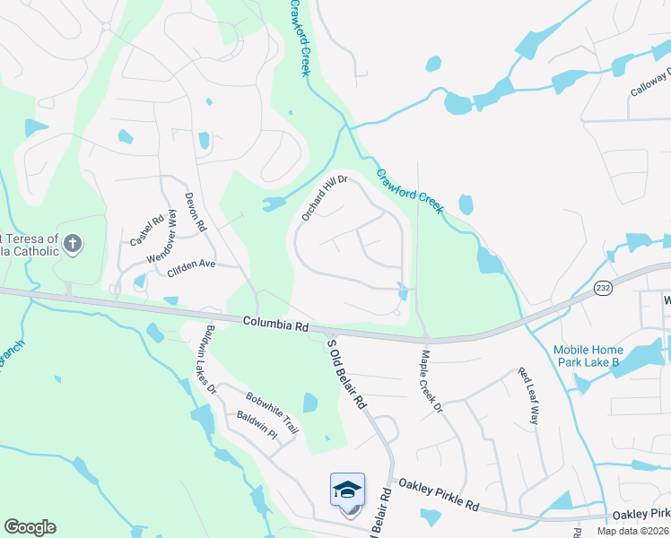 map of restaurants, bars, coffee shops, grocery stores, and more near 4795 Orchard Hill Drive in Grovetown