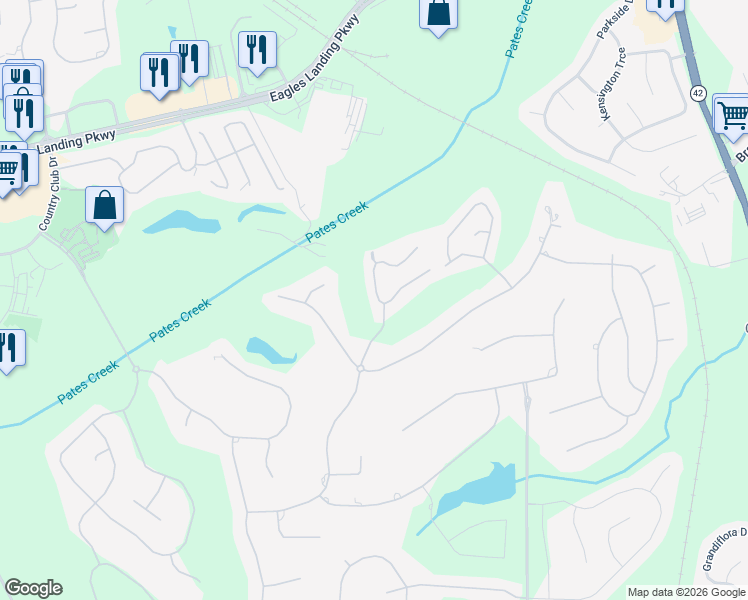 map of restaurants, bars, coffee shops, grocery stores, and more near 803 Chalet Hills in McDonough