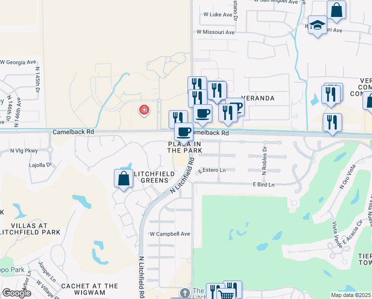 map of restaurants, bars, coffee shops, grocery stores, and more near 4860 North Litchfield Road in Litchfield Park