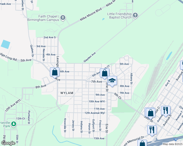 map of restaurants, bars, coffee shops, grocery stores, and more near 4311 6th Ave in Birmingham