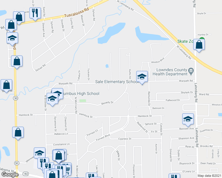 map of restaurants, bars, coffee shops, grocery stores, and more near 808 Danna Drive in Columbus