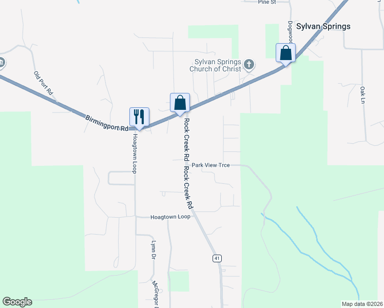 map of restaurants, bars, coffee shops, grocery stores, and more near 170 Rock Creek Road in Sylvan Springs