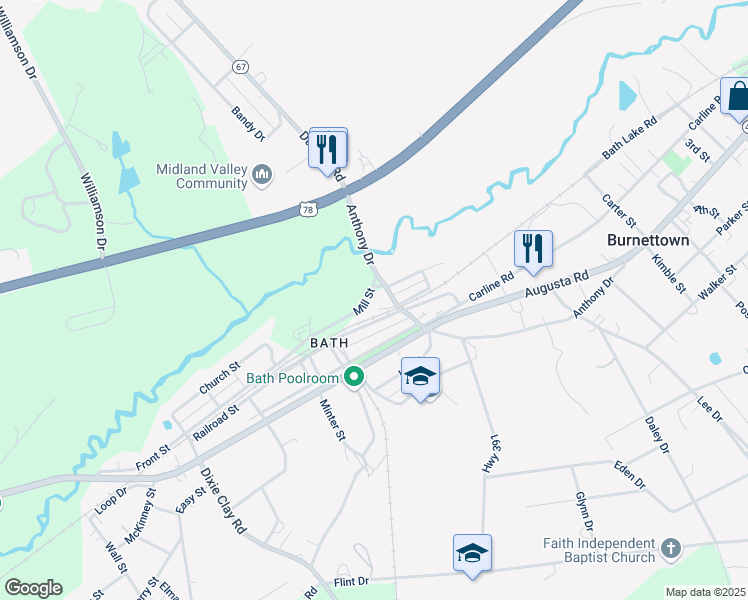 map of restaurants, bars, coffee shops, grocery stores, and more near 38 Mill Street in Warrenville