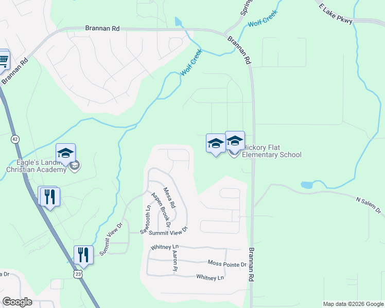 map of restaurants, bars, coffee shops, grocery stores, and more near 1126 Paramount Drive in McDonough
