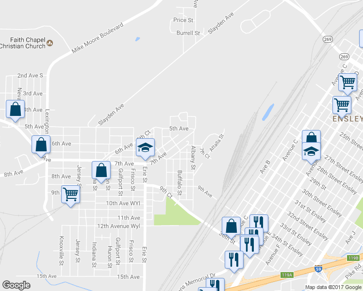 map of restaurants, bars, coffee shops, grocery stores, and more near 3741 7th Avenue in Birmingham