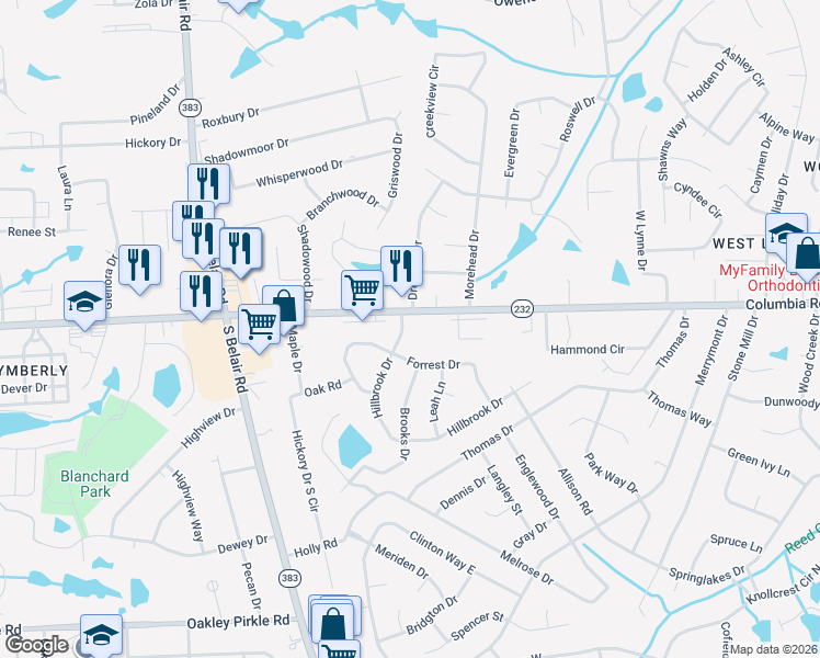 map of restaurants, bars, coffee shops, grocery stores, and more near 104 Hillbrook Drive in Martinez