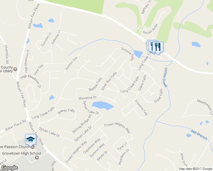 map of restaurants, bars, coffee shops, grocery stores, and more near 2013 Silver Run Falls in Grovetown