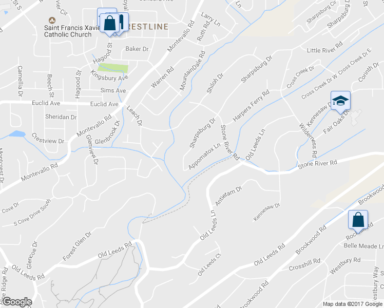 map of restaurants, bars, coffee shops, grocery stores, and more near 4135 Sharpsburg Drive in Birmingham