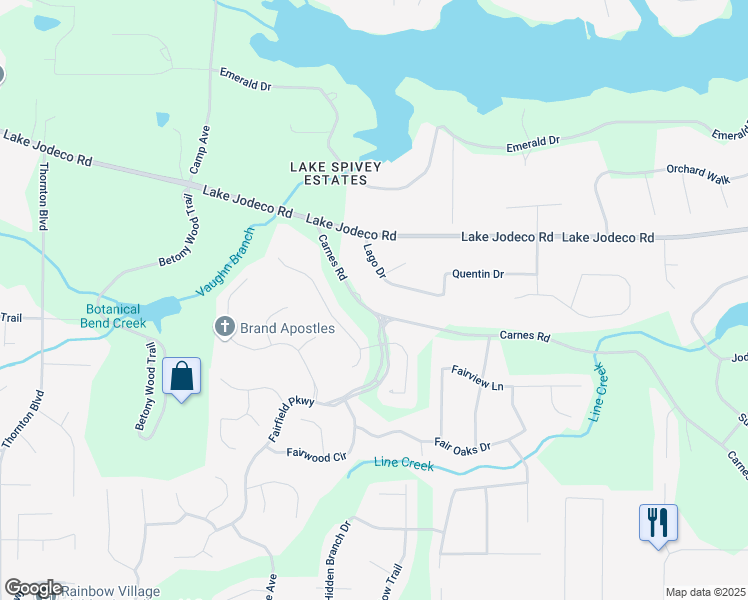 map of restaurants, bars, coffee shops, grocery stores, and more near 2328 Carnes Road in Jonesboro