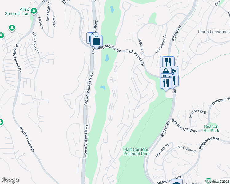 map of restaurants, bars, coffee shops, grocery stores, and more near 31421 East Nine Drive in Laguna Niguel