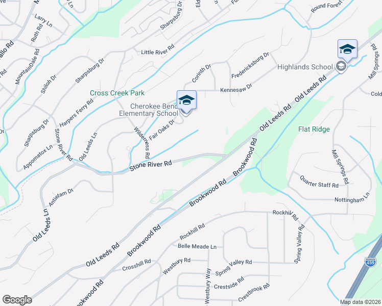 map of restaurants, bars, coffee shops, grocery stores, and more near 4260 Stone River Road in Birmingham