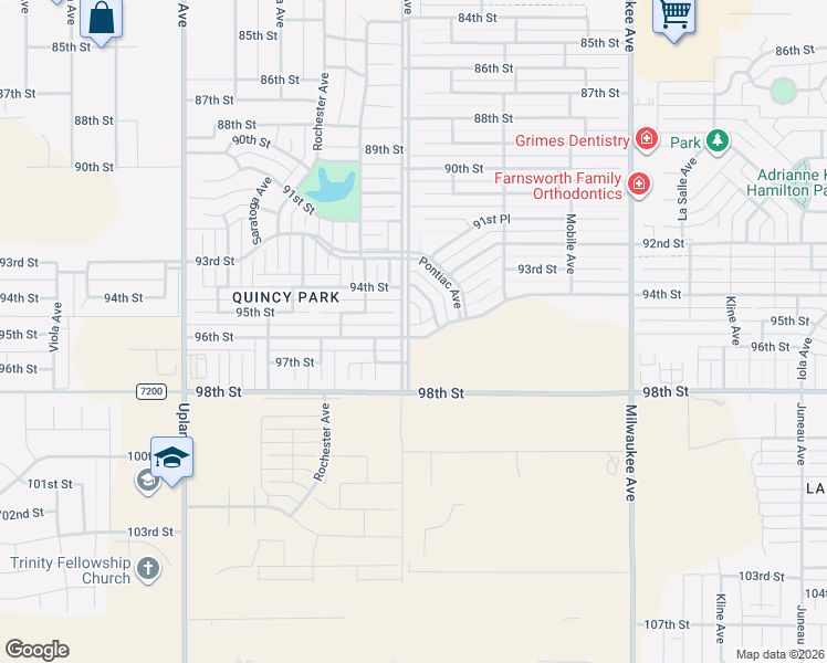 map of restaurants, bars, coffee shops, grocery stores, and more near 6908 96th Street in Lubbock