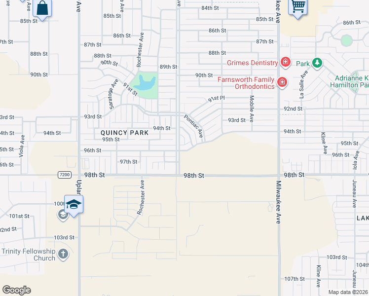 map of restaurants, bars, coffee shops, grocery stores, and more near 6908 96th Street in Lubbock