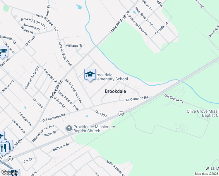 map of restaurants, bars, coffee shops, grocery stores, and more near 1871 Dellwood Drive in Orangeburg