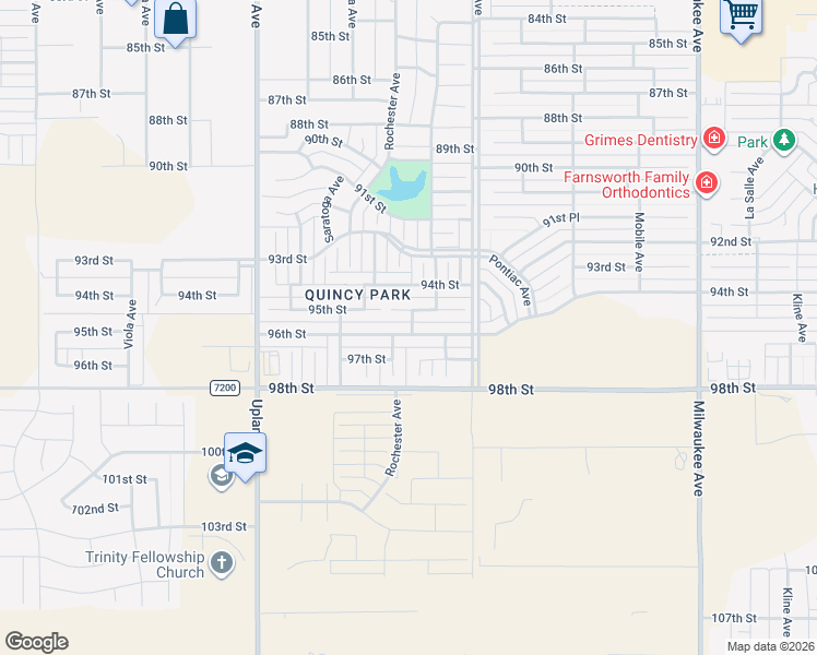map of restaurants, bars, coffee shops, grocery stores, and more near 7002 96th Street in Lubbock
