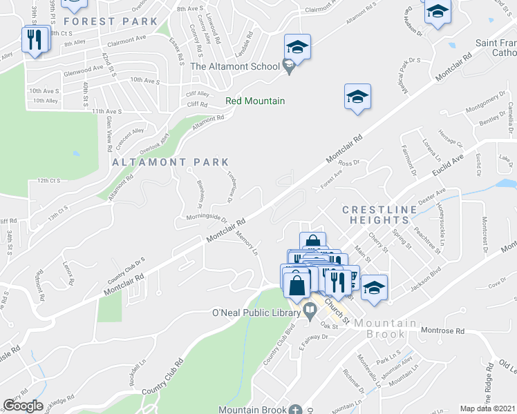 map of restaurants, bars, coffee shops, grocery stores, and more near 102 Calton Road in Birmingham