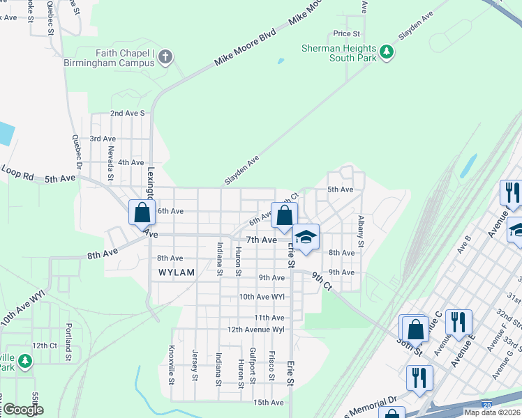 map of restaurants, bars, coffee shops, grocery stores, and more near 4200 6th Court in Birmingham