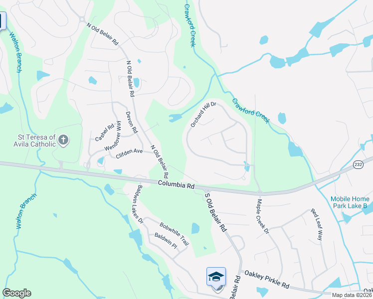 map of restaurants, bars, coffee shops, grocery stores, and more near 4806 Orchard Hill Drive in Grovetown