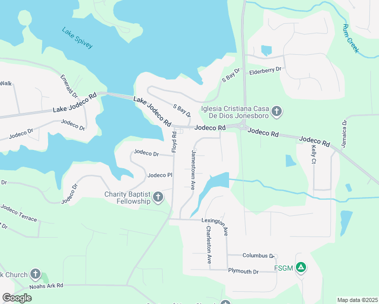 map of restaurants, bars, coffee shops, grocery stores, and more near 214 Jamestown Avenue in Jonesboro