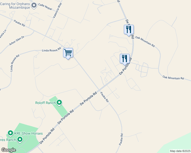 map of restaurants, bars, coffee shops, grocery stores, and more near 37028 De Portola Road in Temecula