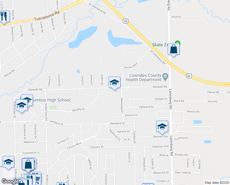 map of restaurants, bars, coffee shops, grocery stores, and more near 520 Warpath Road in Columbus