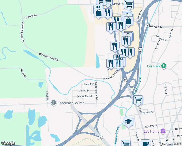 map of restaurants, bars, coffee shops, grocery stores, and more near 452-460 Waverly Ferry Road in Columbus