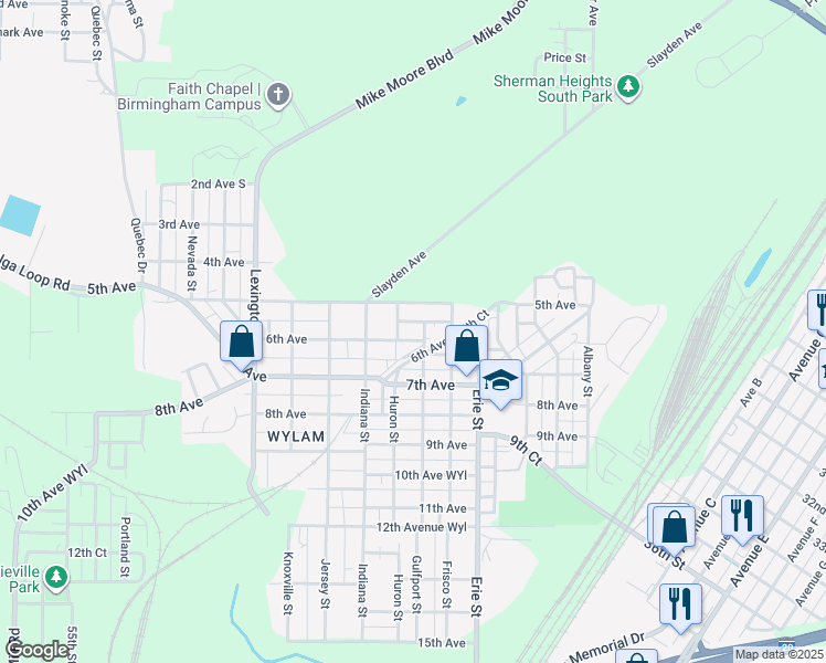 map of restaurants, bars, coffee shops, grocery stores, and more near 4311 6th Avenue in Birmingham