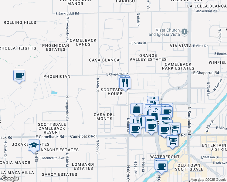 map of restaurants, bars, coffee shops, grocery stores, and more near 4800 North 68th Street in Scottsdale